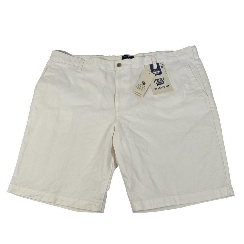New Mens Dockers Perfect Short White Shorts Size 44 Classic Fit  NWT